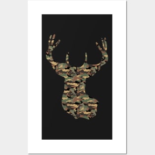 Buck Deer in Camouflage Pattern | Tree Bark Brown Posters and Art